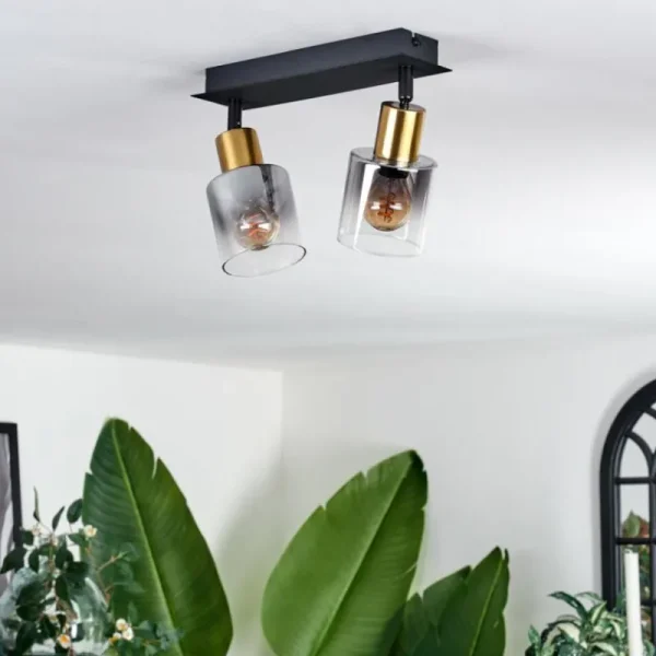 hofstein Plafonnier Leteque Noir, 2 lumières* Lampes Modernes