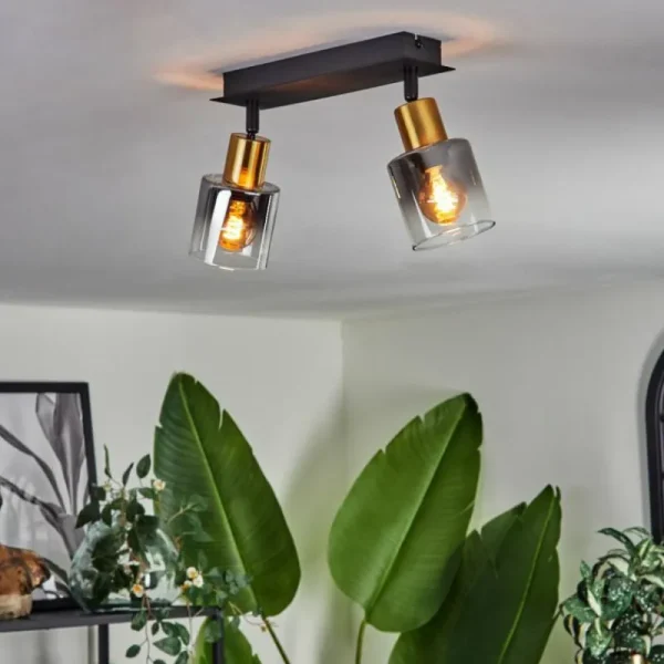 hofstein Plafonnier Leteque Noir, 2 lumières* Lampes Modernes