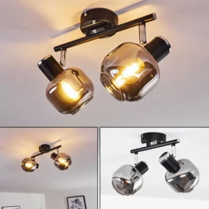 hofstein Plafonnier Lexington Chrome, Noir, 2 lumières* Lampes Modernes