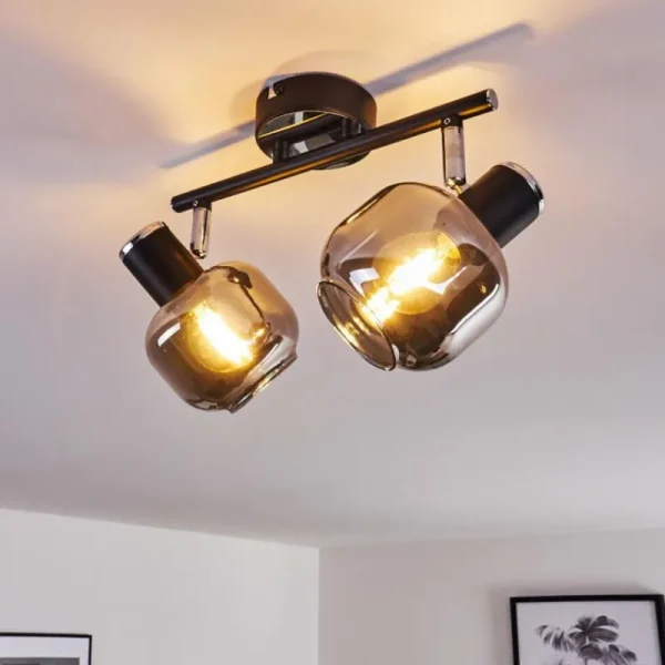 hofstein Plafonnier Lexington Chrome, Noir, 2 lumières* Lampes Modernes