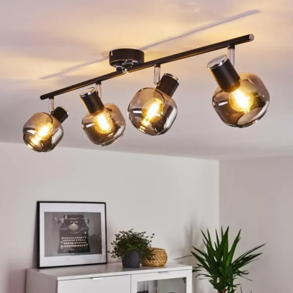 hofstein Plafonnier Lexington Chrome, Noir, 4 lumières* Lampes Modernes