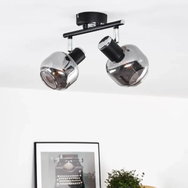 hofstein Plafonnier Lexington Chrome, Noir, 2 lumières* Lampes Modernes