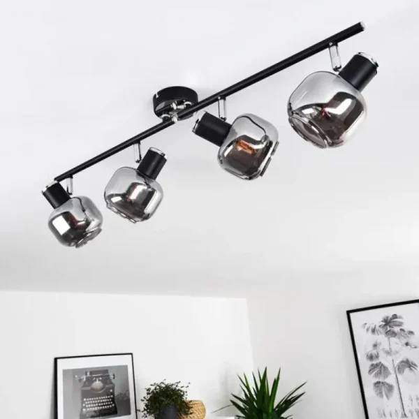 hofstein Plafonnier Lexington Chrome, Noir, 4 lumières* Lampes Modernes