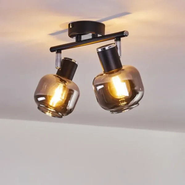 hofstein Plafonnier Lexington Chrome, Noir, 2 lumières* Lampes Modernes