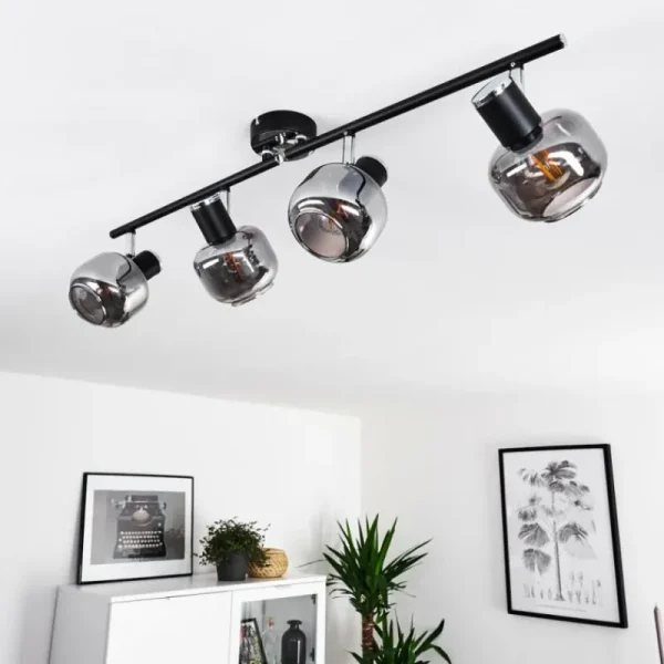 hofstein Plafonnier Lexington Chrome, Noir, 4 lumières* Lampes Modernes