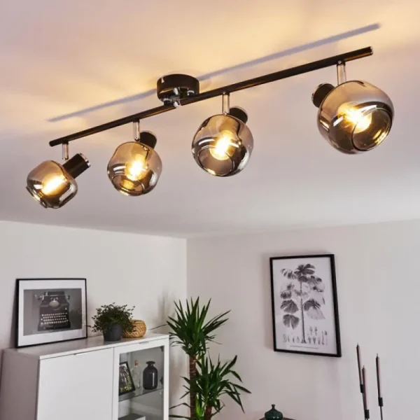 hofstein Plafonnier Lexington Chrome, Noir, 4 lumières* Lampes Modernes
