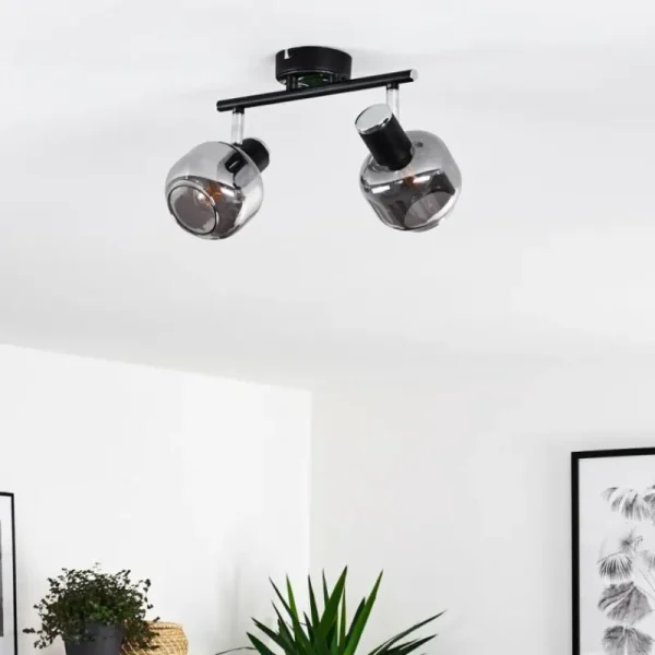 hofstein Plafonnier Lexington Chrome, Noir, 2 lumières* Lampes Modernes
