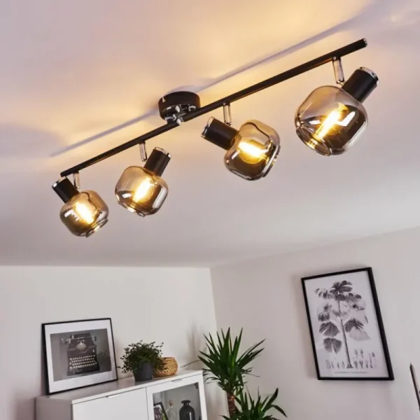 hofstein Plafonnier Lexington Chrome, Noir, 4 lumières* Lampes Modernes