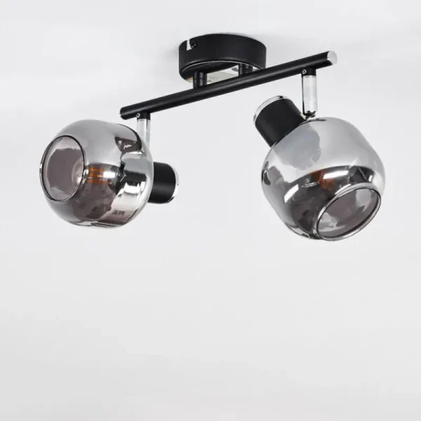 hofstein Plafonnier Lexington Chrome, Noir, 2 lumières* Lampes Modernes