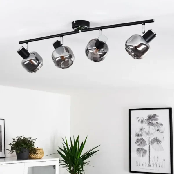 hofstein Plafonnier Lexington Chrome, Noir, 4 lumières* Lampes Modernes
