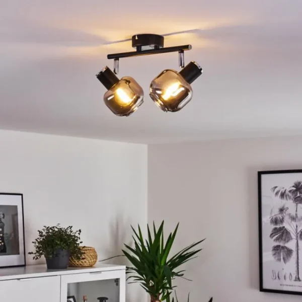 hofstein Plafonnier Lexington Chrome, Noir, 2 lumières* Lampes Modernes