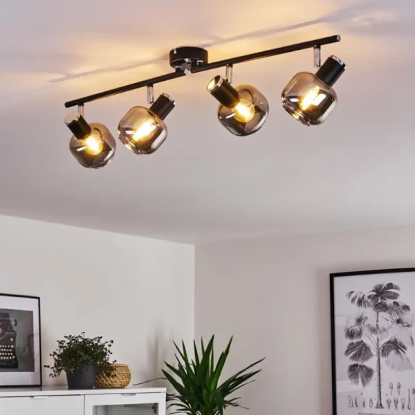 hofstein Plafonnier Lexington Chrome, Noir, 4 lumières* Lampes Modernes