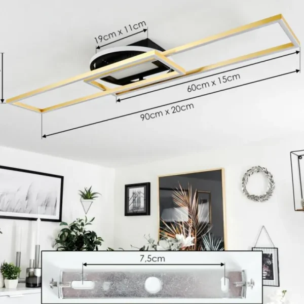 hofstein Plafonnier Lillavois LED Noir, 1 lumière, Télécommandes* Lampes Modernes