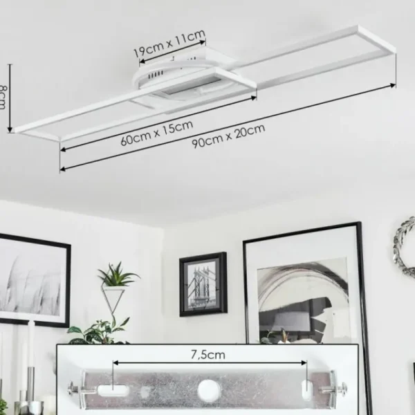 hofstein Plafonnier Lillavois LED Blanc, 1 lumière, Télécommandes* Lampes Modernes