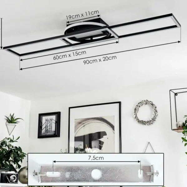 hofstein Plafonnier Lillavois LED Noir, 1 lumière, Télécommandes* Lampes Modernes