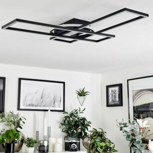 hofstein Plafonnier Lillavois LED Noir, 1 lumière, Télécommandes* Lampes Modernes