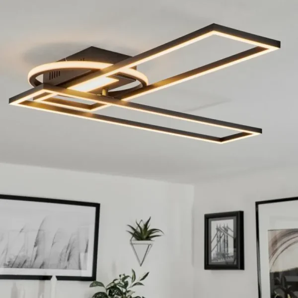hofstein Plafonnier Lillavois LED Noir, 1 lumière, Télécommandes* Lampes Modernes