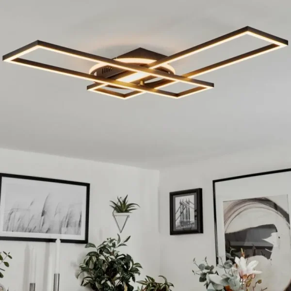 hofstein Plafonnier Lillavois LED Noir, 1 lumière, Télécommandes* Lampes Modernes