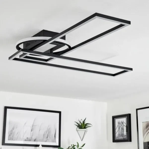 hofstein Plafonnier Lillavois LED Noir, 1 lumière, Télécommandes* Lampes Modernes