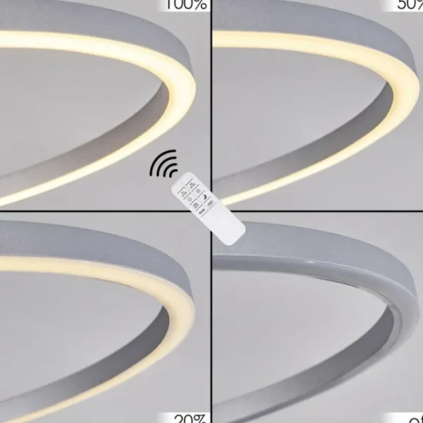 hofstein Plafonnier Lithgow LED Argenté, 2 lumières, Télécommandes, Changeur de couleurs* Lampes Modernes