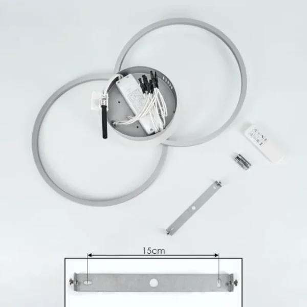 hofstein Plafonnier Lithgow LED Argenté, 2 lumières, Télécommandes, Changeur de couleurs* Lampes Modernes