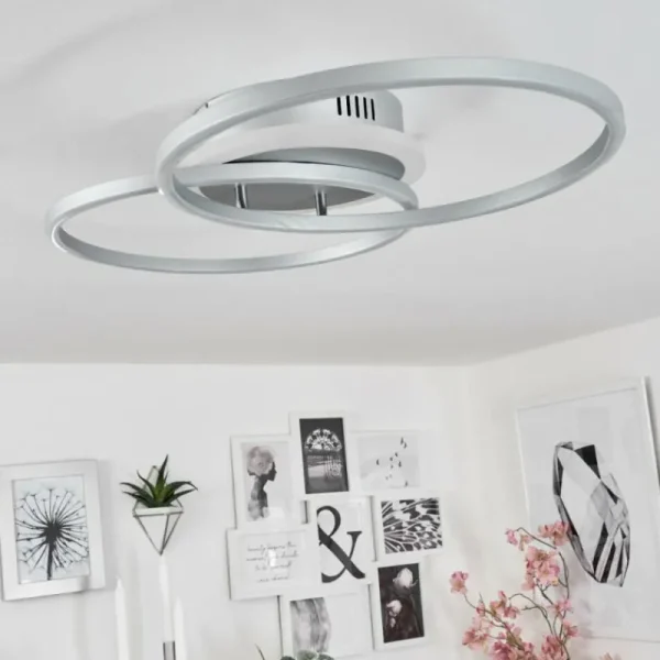 hofstein Plafonnier Lithgow LED Argenté, 2 lumières, Télécommandes, Changeur de couleurs* Lampes Modernes