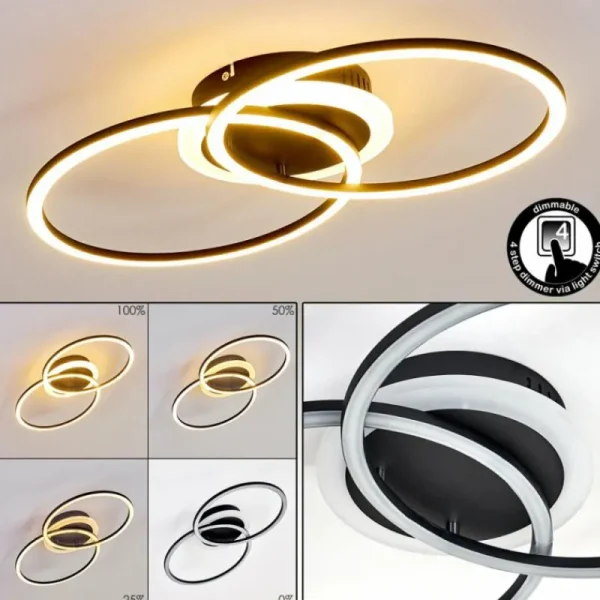 hofstein Plafonnier Lithgow LED Noir, 1 lumière* Lampes Modernes