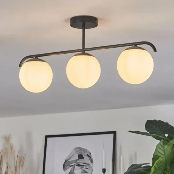 hofstein Plafonnier Litoral Noir, 3 lumières* Lampes En Verre