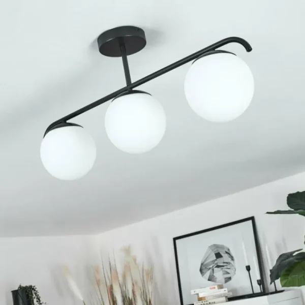 hofstein Plafonnier Litoral Noir, 3 lumières* Lampes En Verre