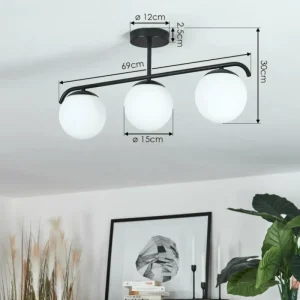 hofstein Plafonnier Litoral Noir, 3 lumières* Lampes En Verre