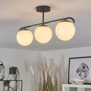 hofstein Plafonnier Litoral Noir, 3 lumières* Lampes En Verre