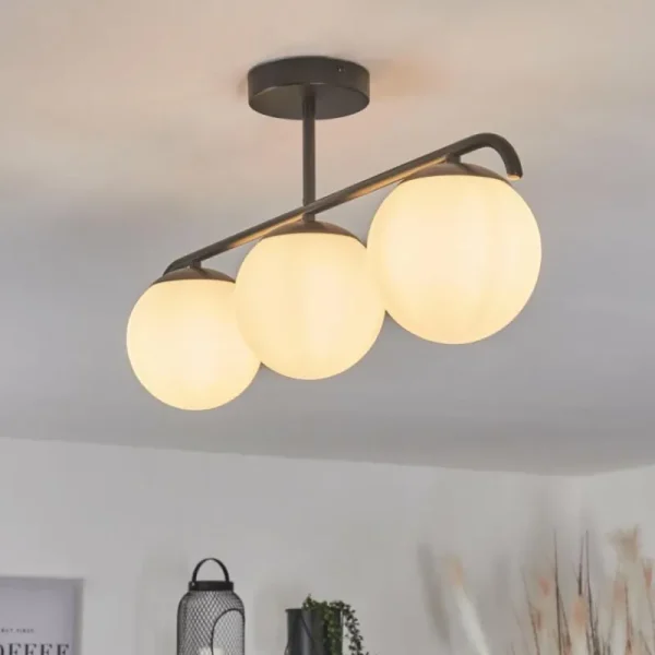 hofstein Plafonnier Litoral Noir, 3 lumières* Lampes En Verre