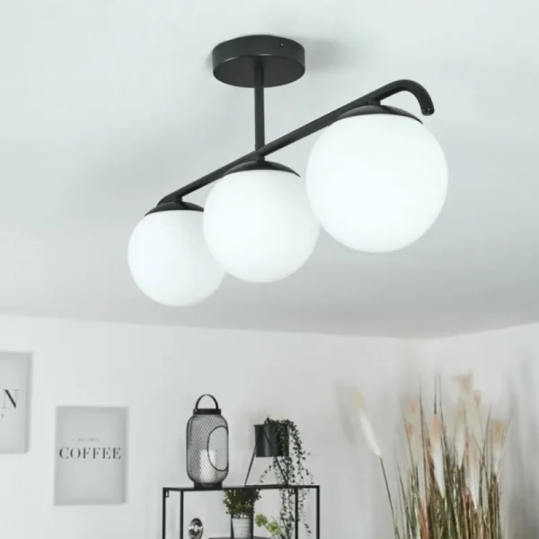 hofstein Plafonnier Litoral Noir, 3 lumières* Lampes En Verre