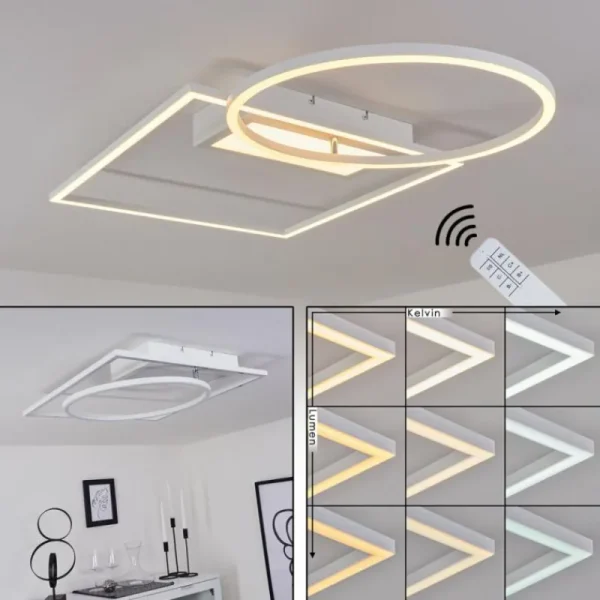 hofstein Plafonnier Loftheim LED Chrome, Blanc, 1 lumière* Lampes Modernes