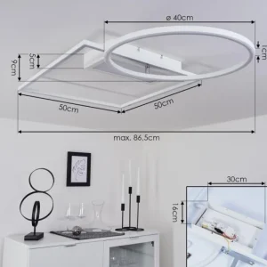 hofstein Plafonnier Loftheim LED Chrome, Blanc, 1 lumière* Lampes Modernes