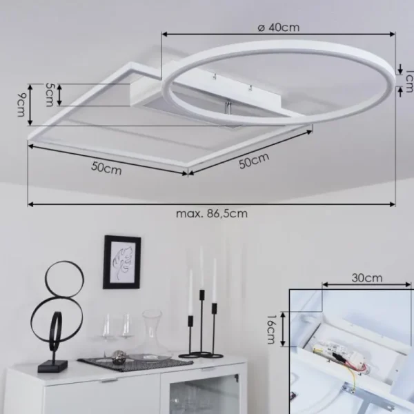 hofstein Plafonnier Loftheim LED Chrome, Blanc, 1 lumière* Lampes Modernes