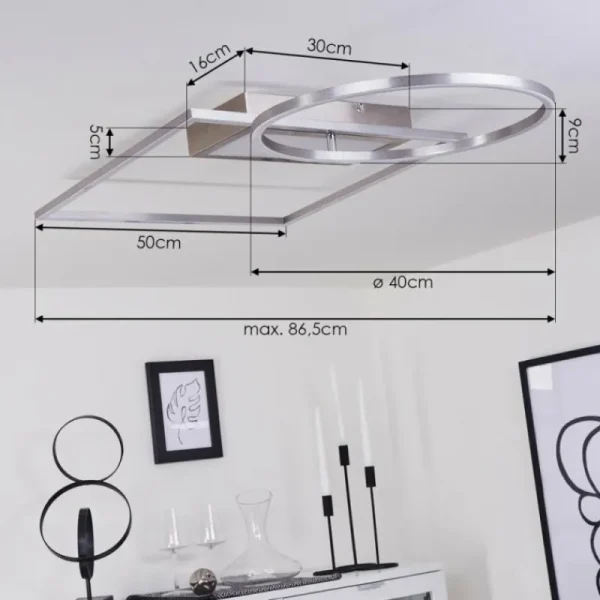 hofstein Plafonnier Loftheim LED Chrome, Nickel mat, 1 lumière* Lampes Modernes