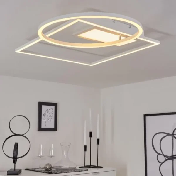 hofstein Plafonnier Loftheim LED Chrome, Blanc, 1 lumière* Lampes Modernes