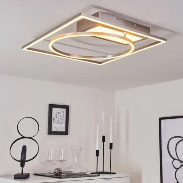 hofstein Plafonnier Loftheim LED Chrome, Nickel mat, 1 lumière* Lampes Modernes