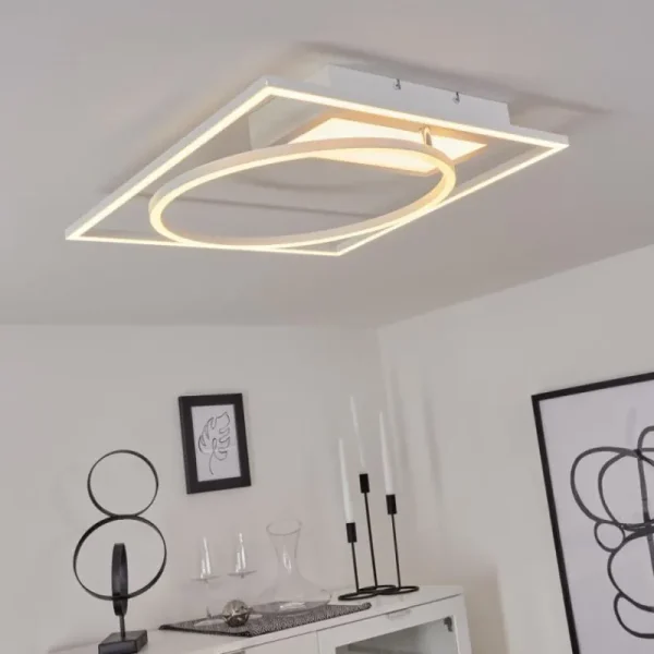 hofstein Plafonnier Loftheim LED Chrome, Blanc, 1 lumière* Lampes Modernes
