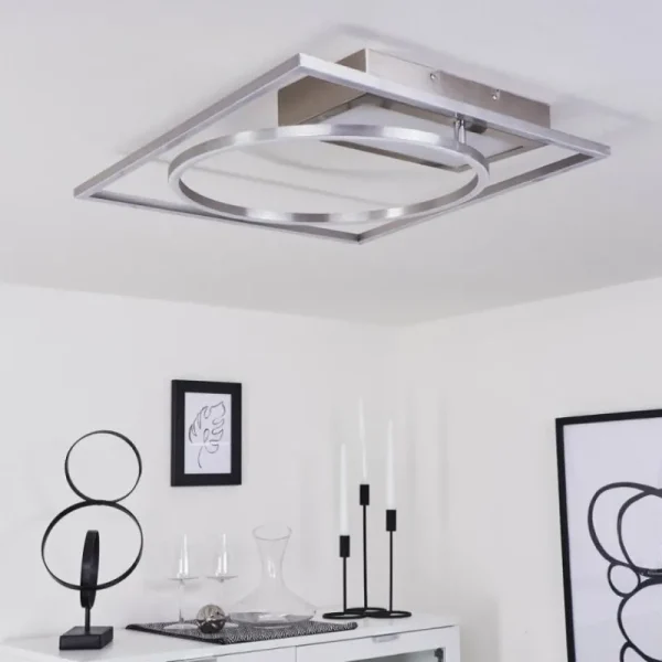 hofstein Plafonnier Loftheim LED Chrome, Nickel mat, 1 lumière* Lampes Modernes