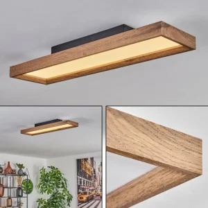 hofstein Plafonnier Longvic LED Brun, Couleur bois, Noir, 1 lumière* Lampes Modernes