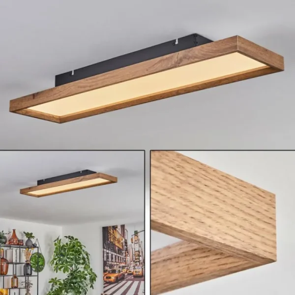 hofstein Plafonnier Longvic LED Brun, Couleur bois, Noir, 1 lumière* Lampes Modernes
