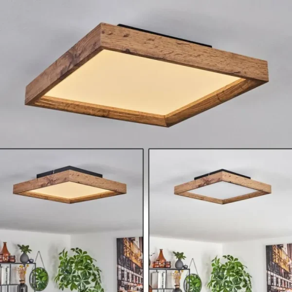 hofstein Plafonnier Longvic LED Brun, Couleur bois, Noir, 1 lumière* Lampes Modernes
