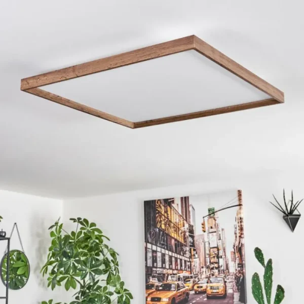 hofstein Plafonnier Longvic LED Brun, Couleur bois, Noir, 1 lumière* Lampes Modernes
