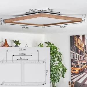 hofstein Plafonnier Longvic LED Brun, Couleur bois, Noir, 1 lumière* Lampes Modernes