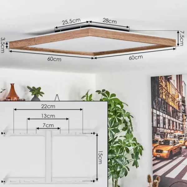 hofstein Plafonnier Longvic LED Brun, Couleur bois, Noir, 1 lumière* Lampes Modernes