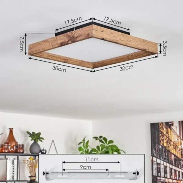 hofstein Plafonnier Longvic LED Brun, Couleur bois, Noir, 1 lumière* Lampes Modernes