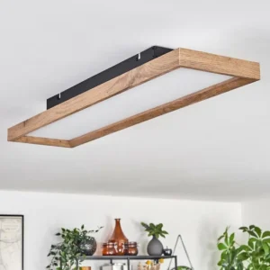 hofstein Plafonnier Longvic LED Brun, Couleur bois, Noir, 1 lumière, Télécommandes* Lampes Modernes