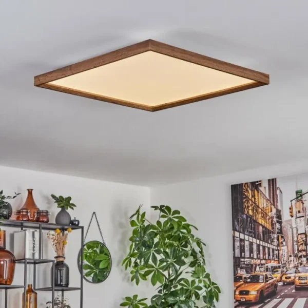 hofstein Plafonnier Longvic LED Brun, Couleur bois, Noir, 1 lumière* Lampes Modernes